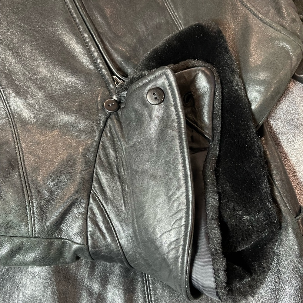 Adler Collection Genuine Lambskin Leather Jacket Belted Coat Black Size Medium - Picture 9 of 16